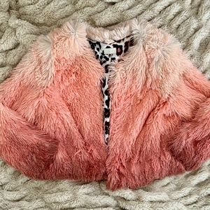 MOTHER The Boxy Faux Fur Pink Ombre Jacket